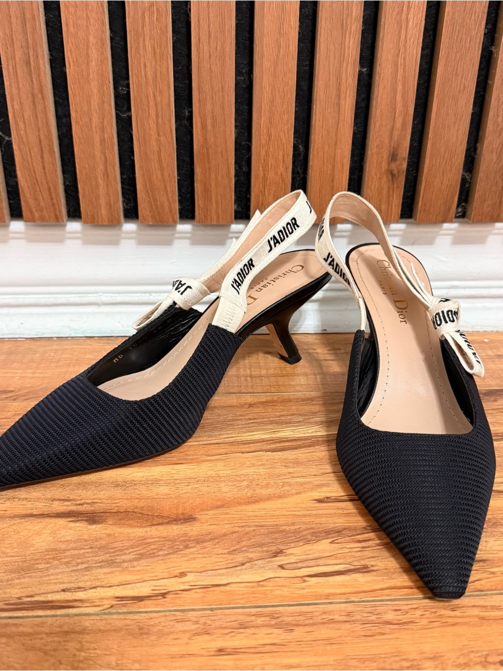 Dior J'Adior Black Slingback Kitten Heels